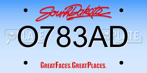 O783AD South Dakota License Plate