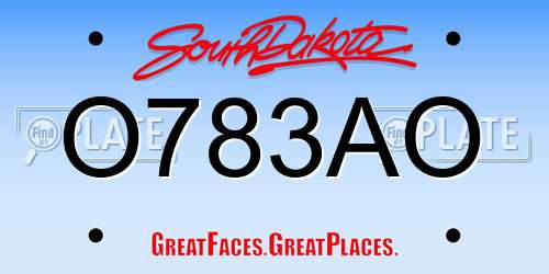 O783AO South Dakota License Plate