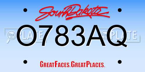O783AQ South Dakota License Plate