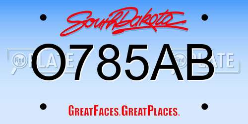 O785AB South Dakota License Plate