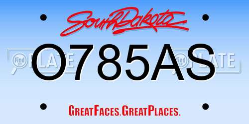 O785AS South Dakota License Plate