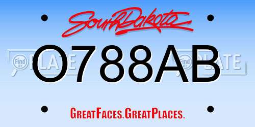 O788AB South Dakota License Plate