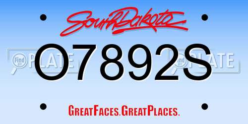 O7892S South Dakota License Plate