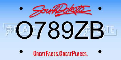 O789ZB South Dakota License Plate