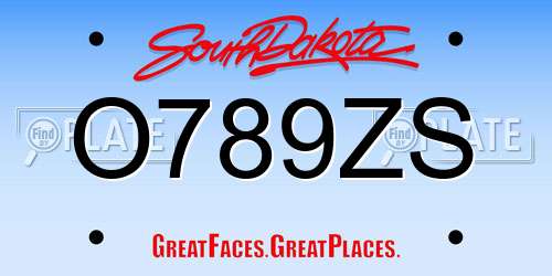 O789ZS South Dakota License Plate