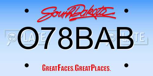 O78BAB South Dakota License Plate