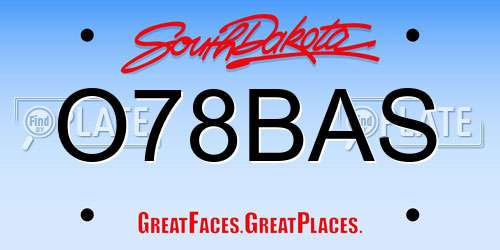 O78BAS South Dakota License Plate