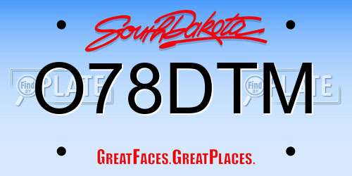 O78DTM South Dakota License Plate