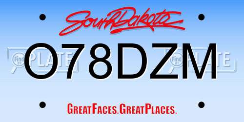 O78DZM South Dakota License Plate