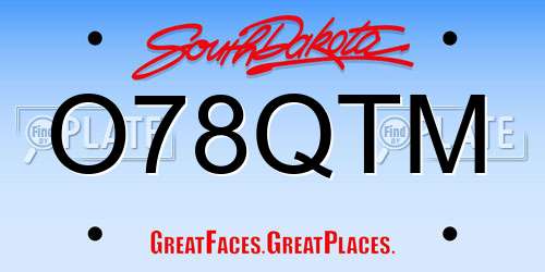 O78QTM South Dakota License Plate