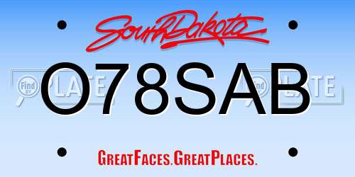 O78SAB South Dakota License Plate