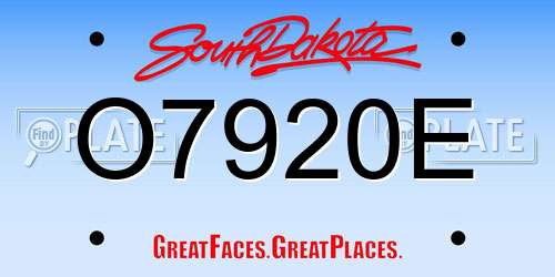 O7920E South Dakota License Plate