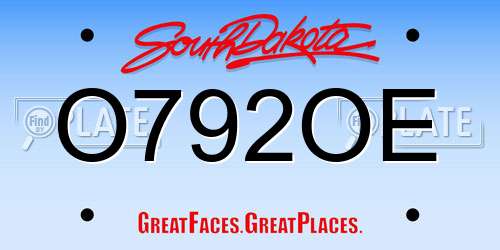O792OE South Dakota License Plate