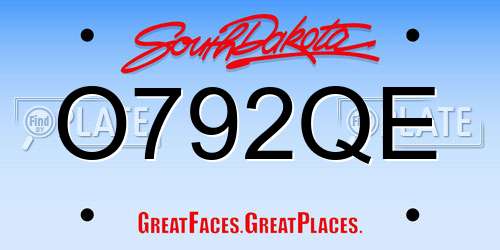 O792QE South Dakota License Plate