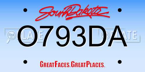 O793DA South Dakota License Plate