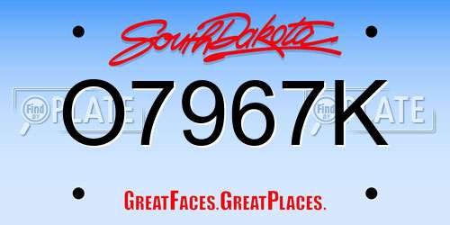 O7967K South Dakota License Plate