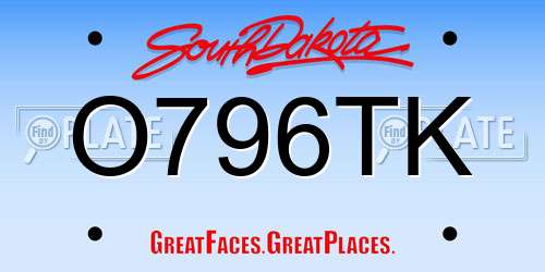 O796TK South Dakota License Plate
