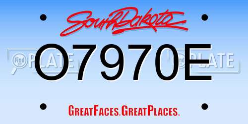 O7970E South Dakota License Plate