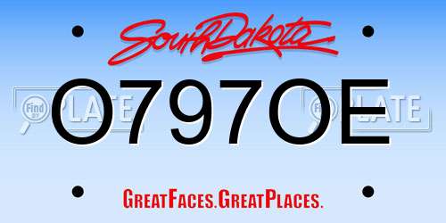 O797OE South Dakota License Plate