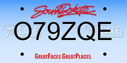 O79ZQE South Dakota License Plate