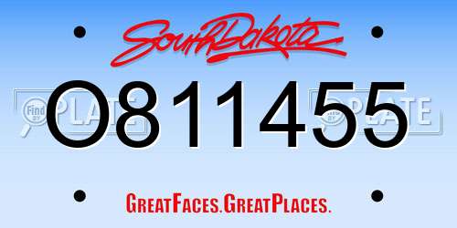 O811455 South Dakota License Plate