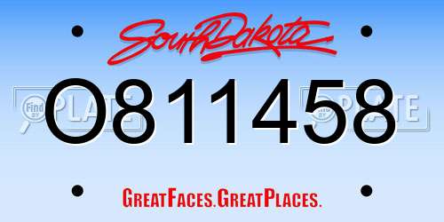 O811458 South Dakota License Plate