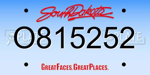 O815252 South Dakota License Plate