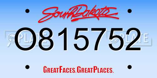 O815752 South Dakota License Plate
