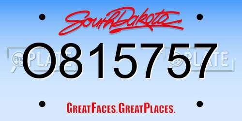 O815757 South Dakota License Plate