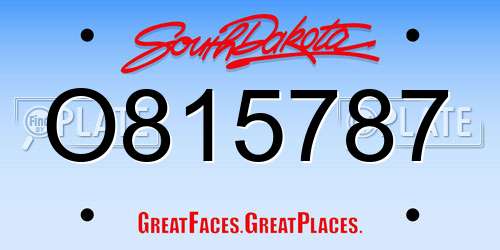O815787 South Dakota License Plate