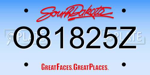 O81825Z South Dakota License Plate