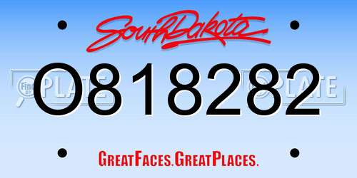 O818282 South Dakota License Plate