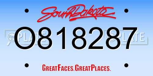 O818287 South Dakota License Plate