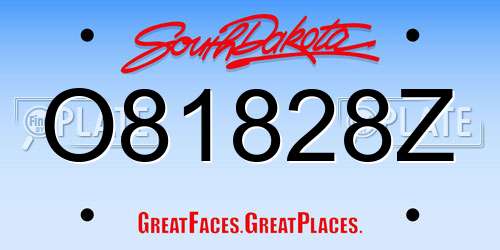 O81828Z South Dakota License Plate