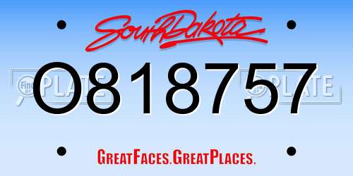 O818757 South Dakota License Plate