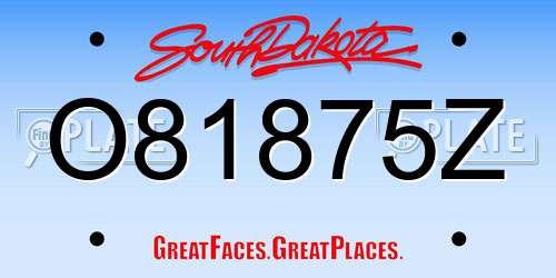 O81875Z South Dakota License Plate