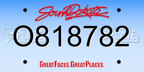 O818782 South Dakota License Plate