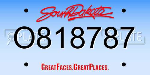 O818787 South Dakota License Plate