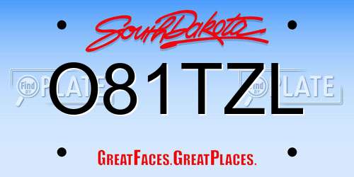 O81TZL South Dakota License Plate