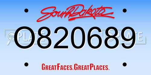 O820689 South Dakota License Plate