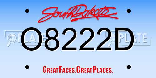 O8222D South Dakota License Plate