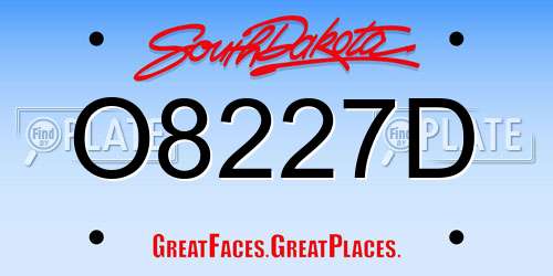 O8227D South Dakota License Plate