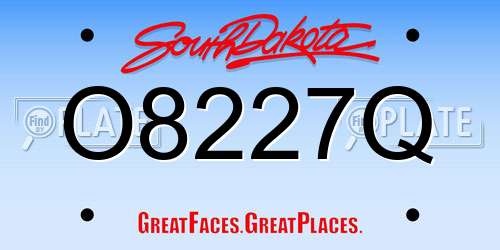 O8227Q South Dakota License Plate