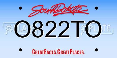 O822TO South Dakota License Plate