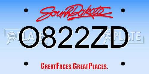 O822ZD South Dakota License Plate