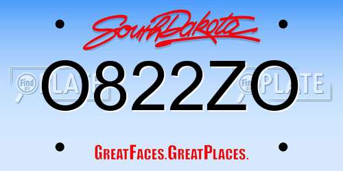 O822ZO South Dakota License Plate