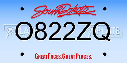 O822ZQ South Dakota License Plate