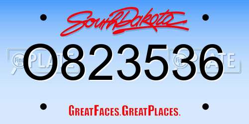 O823536 South Dakota License Plate