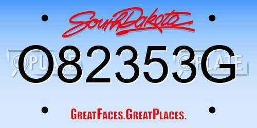 O82353G South Dakota License Plate