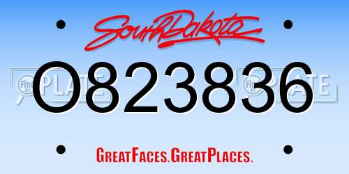 O823836 South Dakota License Plate